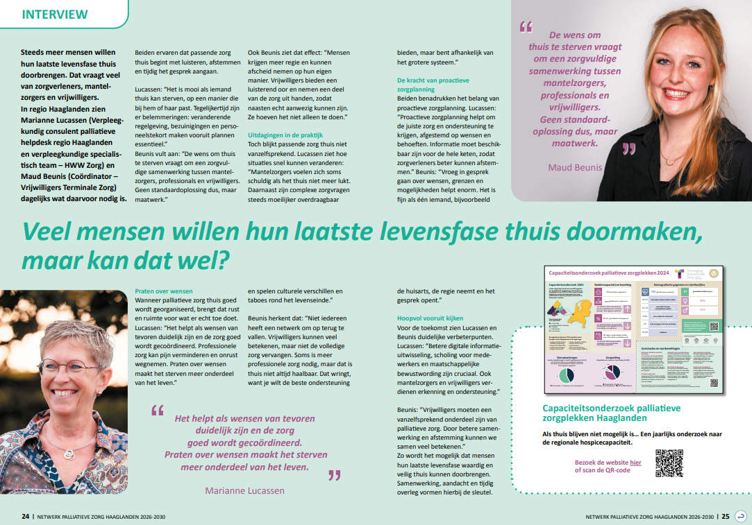 Veel mensen willen hun laatste levensfase thuis doormaken,maar kan dat wel?